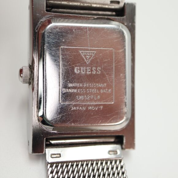 Guess Womens Silver Tone Tank Watch 22mm Rectangle Jewel Bezel with New Battery - Picture 16 of 16